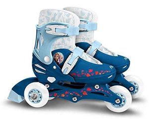 Stamp Frozen II Adjustable Two in One 3 Wheels Skate, Girls, Azul & Blanco, Talla 27-30