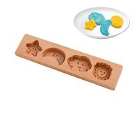 Stamp Mold, Cartoon Cookie Cutter, Intricate Design Carving, Solid Wood Handle, 1 Set Natural Finish, Excellent for Cakes, Pastry Decoration, Events, Home Baking, Culinary Gifting