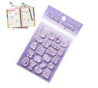 Stamp Set, silicona Clear Cute Decor Stamps with Acrylic Handle for Journal Use with Book Making Binding Notebook Planner Cards Photo Album Envelope Letter School Craft Supply System