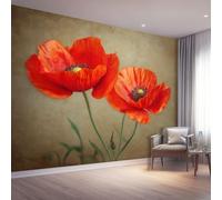 Stampa su Tela Rojo marrón Quadro Moderno 400 x 280 cm Decorazione da Parete per Soggiorno Camera Poster Murale con Design Vintage Floral Elegante Non Autoadesivo