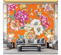 Stampa su Tela Vistoso Quadro Moderno 250 x 175 cm Decorazione da Parete per Soggiorno Camera Poster Murale con Design Retro Precioso Flores Hojas Non Autoadesivo