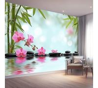 Stampa su Tela Vistoso Quadro Moderno 250 x 175 cm Decorazione da Parete per Soggiorno Camera Poster Murale con Design Estilo zen Bambú Orquídea Guijarros Non Autoadesivo