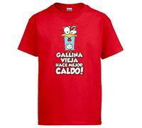 stampats Camiseta Frase Divertida gallina Vieja Hace Mejor Caldo - Rojo, S