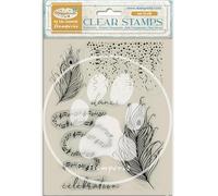 Stamperia - Acrylic Stamp for Scrapbooking, Albums, Card Making, Bullet Journalling and More, Transparent, Long Lasting, Easy to Clean, Perfect for Crafts and Gifting (Masquerade, Feathers)