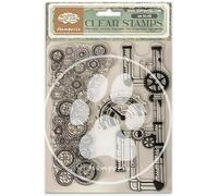 Stamperia - Acrylic Stamp for Scrapbooks, Albums, Cards, Bullet Journals and More, Transparent, Long Lasting, Easy to Clean, Perfect for Crafts and Gifting (Gardens of Time, Half Clocks)