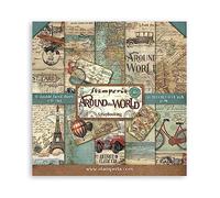 Stamperia SBBS12 Around The World-Bloc de Papel (10 Hojas, 20,3 x 20,3 cm, Doble Cara), Multicolor, 20.3 x 20.3 (8" x 8")