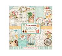 Stamperia Bloc de Scrapbooking 10 Hojas 30.5x30.5 (12"x12") 2 Caras-Garden, Papel, Multicolor, 30.5cmX30.5cm