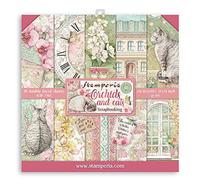 Stamperia Bloc de Scrapbooking 10 hojas 30.5x30.5 (12"x12") 2 caras - Orchids and Cats, Multicolor, 30.5cmX30.5cm