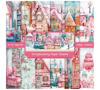Stamperia Bloc de Scrapbooking, Bloc de papel navideño de 6" x 6", 24 hojas con estampados de ciudades navideñas y días nevados, cartulina de una sola cara, suministros for álbumes de recortes navideñ