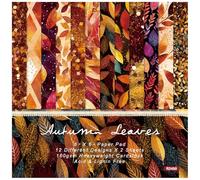 Stamperia Bloc de Scrapbooking, Paquete de papel de otoño de 6" x 6", 24 hojas con patrones de hojas de colores, 12 diseños de una sola cara, suministros for álbumes de fotos y álbumes de recortes
