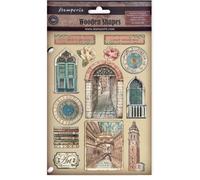 Stamperia - Coloured Wooden Shapes for Scrapbooking, Albums, Card Making, Bullet Journalling and More, LaserCut, Printed for Enhanced Detail, Perfect for Crafts and Gifting (Venice, City of Art) (A5)