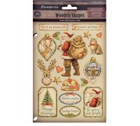 Stamperia - Coloured Wooden Shapes for Scrapbooks, Albums, Cards, Bullet Journals and More, Laser Cut, Printed for Enhanced Detail, Perfect for Hobbies, Crafts and Gifting (Silent Night) (A5)