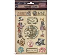 Stamperia - Coloured Wooden Shapes for Scrapbooks, Albums, Cards, Bullet Journals and More, Laser Cut, Printed for Enhanced Detail, Perfect for Hobbies, Crafts and Gifting (Gardens of Time) (A5)