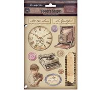 Stamperia - Coloured Wooden Shapes for Scrapbooks, Albums, Cards, Bullet Journals and More, Laser Cut, Printed for Enhanced Detail, Perfect for Hobbies, Crafts and Gifting (Quiet Days) (A5)