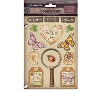 Stamperia - Coloured Wooden Shapes for Scrapbooks, Albums, Cards, Bullet Journals and More, Laser Cut, Printed for Enhanced Detail, Perfect for Hobbies, Crafts and Gifting (All Around) (A5)