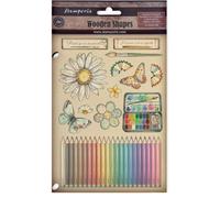 Stamperia - Coloured Wooden Shapes for Scrapbooks, Albums, Cards, Bullet Journals and More, Laser Cut, Printed for Enhanced Detail, Perfect for Hobbies, Crafts and Gifting (Daisy Art) (A5)