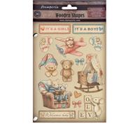 Stamperia - Coloured Wooden Shapes for Scrapbooks, Albums, Cards, Bullet Journals and More, Laser Cut, Printed for Enhanced Detail, Perfect for Hobbies, Crafts and Gifting (Baby) (A5)