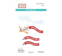 Stamperia - Cutting Dies for Scrapbooks, Albums, Cards, and More, Create Decorations with Natural Elements, Perfect for Crafts and Gifting (Candy Christmas) (Gingerbread Plane and Banners)