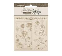 Stamperia - Decorative Chips for Scrapbooking, Albums, Cards, Bullet Journals, and More, Laser Cut Cardboard Shapes, Easy to Glue, Perfect for Crafts & Gifting (Venice, City of Art - Roses and Frame)