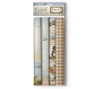 Stamperia - Fabric for Scrapbooking, Albums, Bullet Journalling and More, Polyester, Can be Sewn by Hand or Machine, Suitable for Craft Glue, Perfect for Crafts and Gifting (Hidden Grove) (4 Pack)