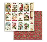 Stamperia Hoja Impresa por Las Dos Caras-Classic Christmas Tag, Multicolor, 31.5cmX30.5cm