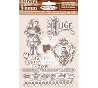Stamperia International HD Rubber Stamp Sello de Goma con Texto en inglés Happy Birthday Alice, Varios, 14 x 18 cm