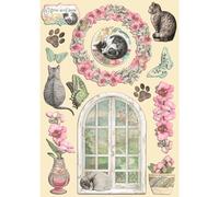 Stamperia International KFT Stamperia A5 - Orquídeas y gatos de colores (14,7 x 20,8 cm), multicolor