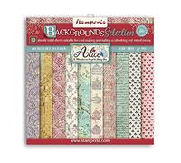 Stamperia Scrapbooking Pad-Double Sided Sheets-Backgrounds Selection Mini Bloc de álbumes de Recortes, Hojas de Doble Cara, selección de Fondos Alice, Cartón Papel, Varios, 8 x 8 inches