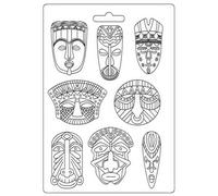 Stamperia International Molde suave - Savana Tribal Masks, Blanco, A5, (K3PTA4533)