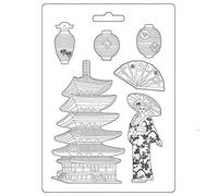 Stamperia International Stamperia Sir Vagabond-Molde para repostería, diseño de Pagoda, Blanco, A4