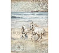 Stamperia Papel de arroz A4 para decoupage, mar silencioso, caballos
