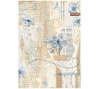 Stamperia Papel de Arroz Secret Diary Flores Azules A4