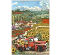 Stamperia Papel de Arroz Sunflower Art Coche Vintage A4