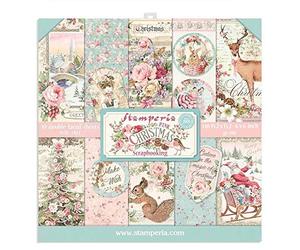 Stamperia - Papel de diseño navideño para álbumes de recortes, álbumes, revistas y más (Pink Christmas - Bloc de papel Pad) (15,24 x 15,27 cm)