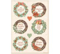 Stamperia Rice Paper Sheet A4-6 Garlands, All Around Christmas