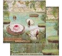 Stamperia SBB764 - Papel de doble cara para álbum de recortes, Amazonia Water Lily, multicolor, 30,5 x 30,5 cm