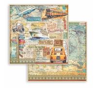 Stamperia - Scrapbook Sheet for Scrapbooks, Albums, Cards, Bullet Journals, and More, Acid Free, Double-Sided, Perfect for Hobbies, Crafts, and Gifting (Art of Travelling, Car) (30,5 x 30,5 cm)