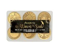 Stamperia - Set of 6 Seals for Scrapbooking, Albums, Card Making, Bullet Journalling and More, Perfect for Personalised Stamping, Crafts and Gifting (Celebration) (6 Seals) (dia. 2.5cm)