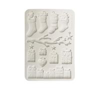 Stamperia - Silicon Mould A5 for Scrapbooks, Bullet Journals and More, Non-Stick Surface, Suitable for Air-Dry Clay, Resin and More, Perfect for Crafts and Gifting (Christmas Socks and Presents)