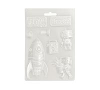 Stamperia - Soft Mould A5 for Scrapbooks, Bullet Journals and More, Non-Stick Surface, Suitable for Air-Dry Clay, Cream Paste, Perfect for Crafts and Gifting (A New Beginning, Spaceship and Robot)