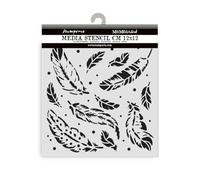 Stamperia - Thick Stencil for Scrapbooks, Albums, Cards, Bullet Journals, and More, Flexible Material, Easy to Clean, Perfect for Crafts and Gifting (Herbarium Silvae, Feather Pattern)