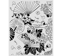 Stamperia - Thick Stencil for Scrapbooks, Albums, Cards, Bullet Journals, and More, Flexible Material, Easy to Clean, Perfect for Crafts and Gifting (Oriental Garden, Fans)