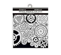 Stamperia - Thick Stencils for Scrapbooks, Albums, Cards, Bullet Journalling, and More, Flexible Material, Easy to Clean, Perfect for Crafts and Gifting (Favourites Refresh, Gears Pattern)