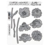 Tim Holtz Cling Rubber Stamp Set 7"X8.5"-Flower Garden