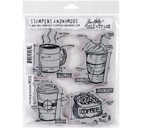 Tim Holtz Cling Rubber Stamp Set 7"X8.5"-Fresh Brewed Blueprint