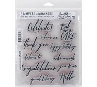 Stampers Anonymous Tim Holtz Cling Rubber Stamp Set 7"X8.5"-Handwritten Sentiments