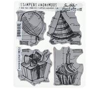 Stampers Anonymous Tim Holtz Cling Rubber Stamp Set-Birthday Blueprint