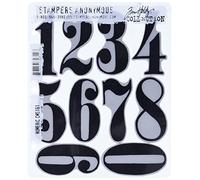 Stampers Anonymous Tim Holtz Cling Stamps 7"X8.5"-Numeric
