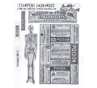 Stampers Anonymous Tim Holtz-Juego de Sellos de Goma Adhesivos, 17,78 x 21,59 cm, venenoso, Caucho, Multicolor, 7 x 8.5-Inch