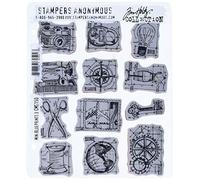 Stampers Anonymous Tim Holtz Large Cling Rubber Stamp Set-Mini Blueprints 3